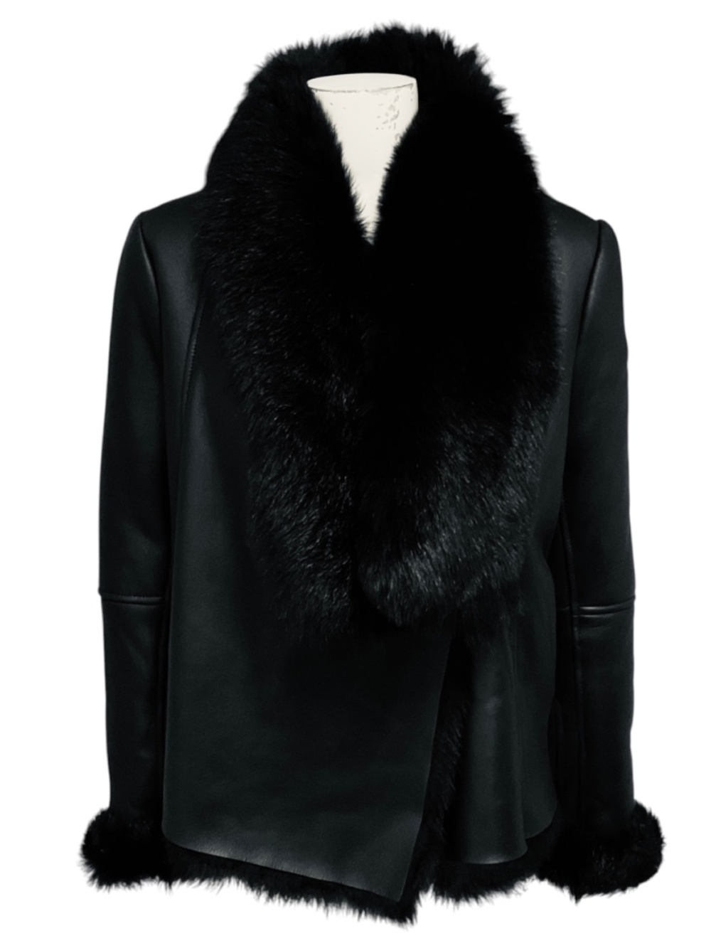 MICHELLE MASON BLACK LAMB SHEARLING TOGGLE JACKET
